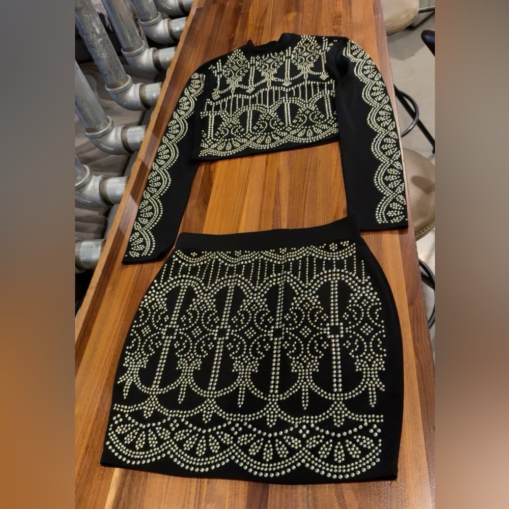 Black and Studded Two-Piece Set